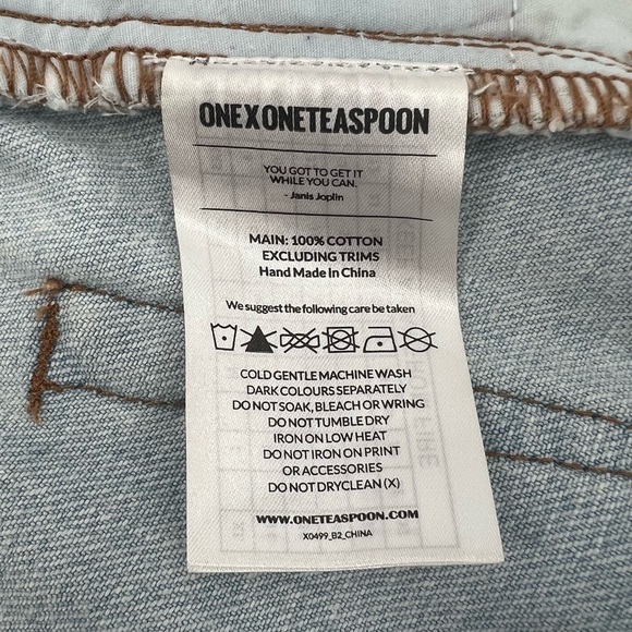 One X OneTeaspoon Raw Hem Distressed Denim Jean Mini Skirt Size 26 Women’s - Picture 5 of 7